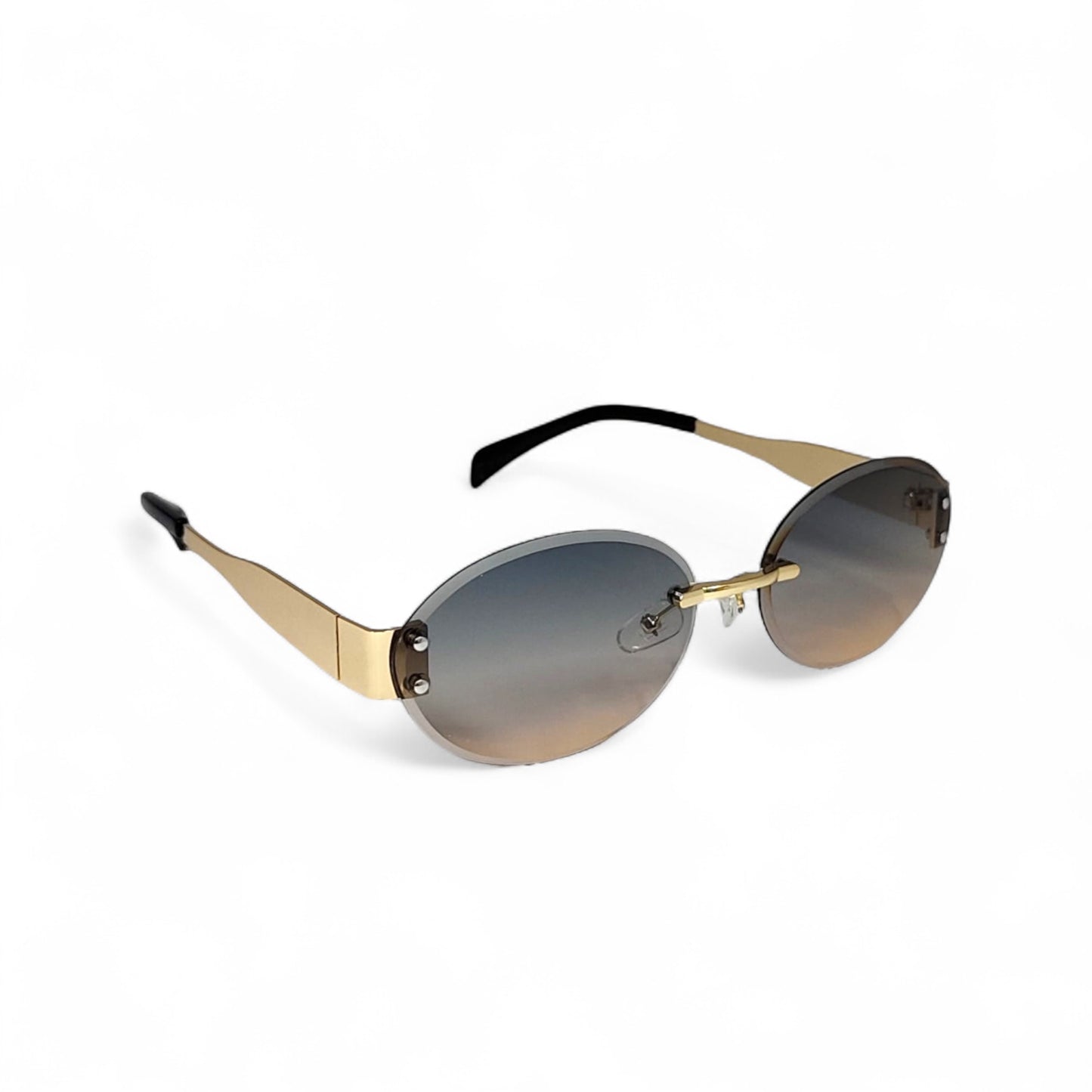 Metal Oval Rimless Unisex Sunglass