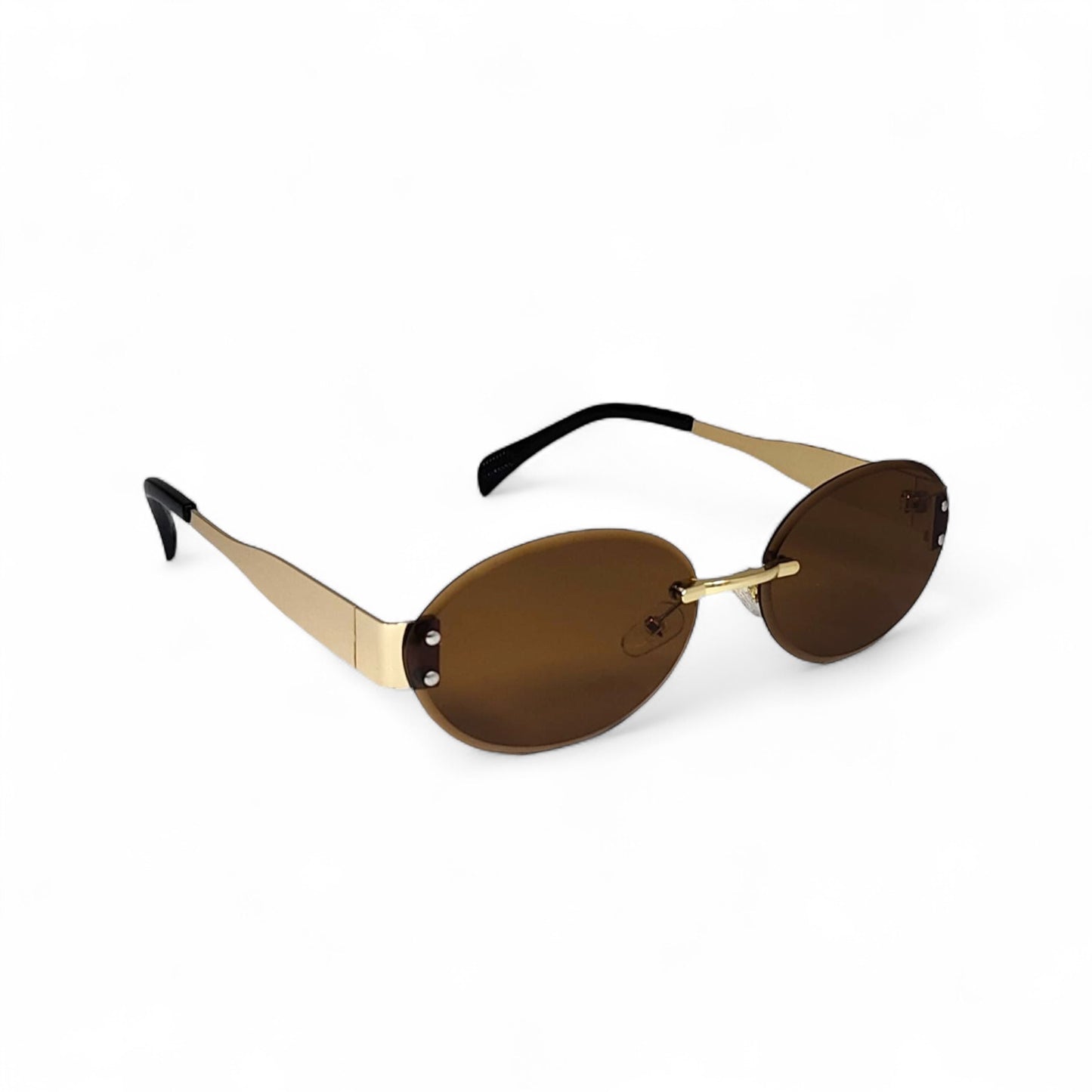 Metal Oval Rimless Unisex Sunglass