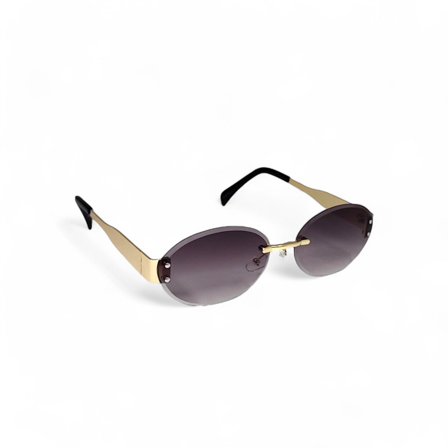 Metal Oval Rimless Unisex Sunglass