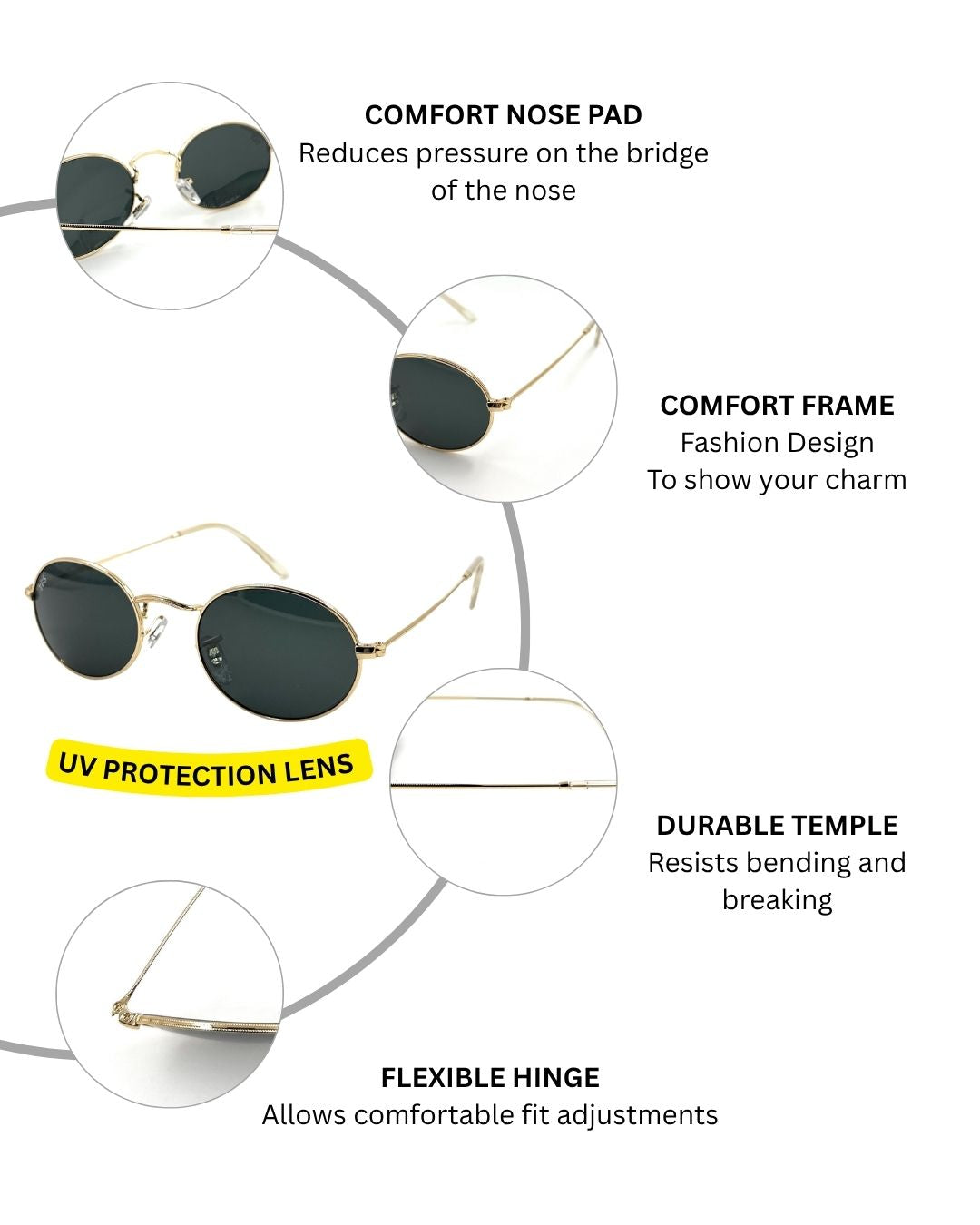Oval TGS Metal Unisex Sunglasses