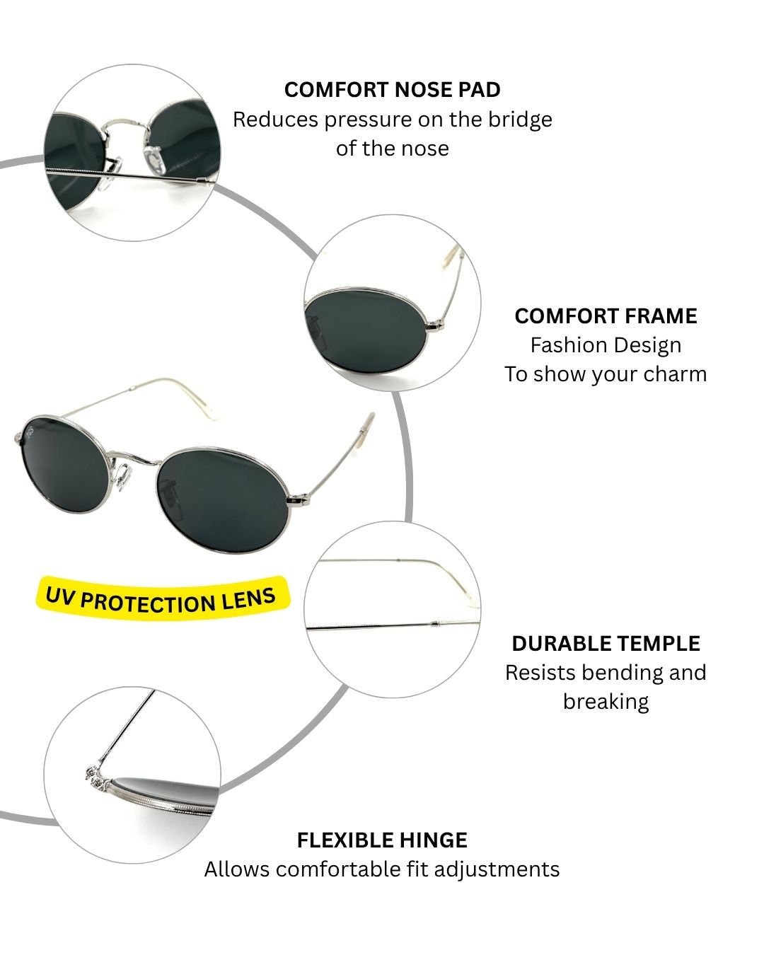 Oval TGS Metal Unisex Sunglasses