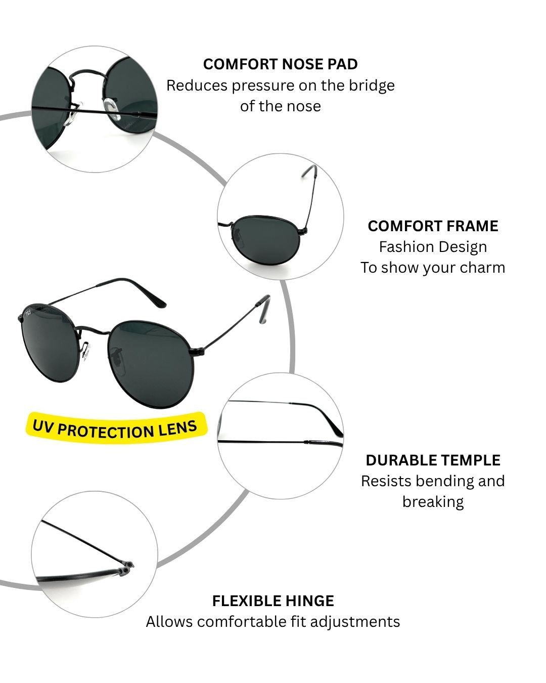 Round TGS Metal Unisex Sunglasses